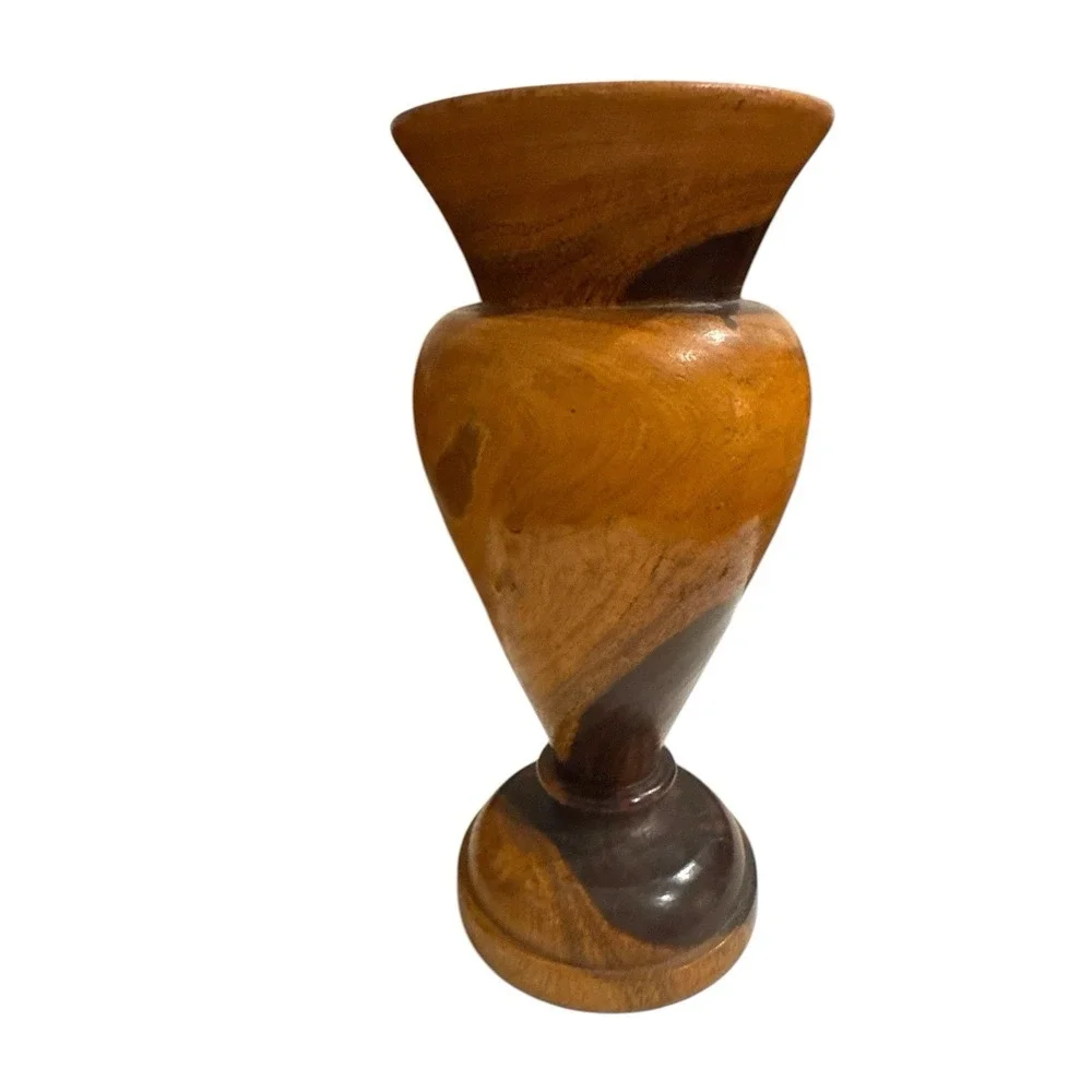 Hand‎ Turned Wooden Vase 6.75 inches Tall 3